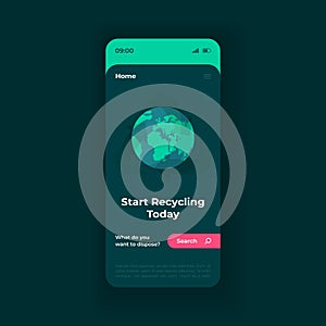 Waste disposal smartphone interface vector template