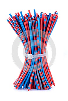 Waste electrical cable isolated on white