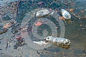 Waste floating on water surface