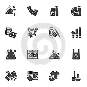 Waste, garbage vector icons set
