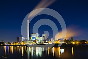 Waste Incineration Plant At Night