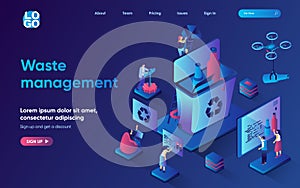 Waste management concept isometric landing page