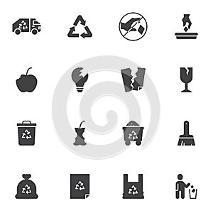 Waste material vector icons set photo