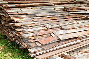 Waste old wood recycle stack for background