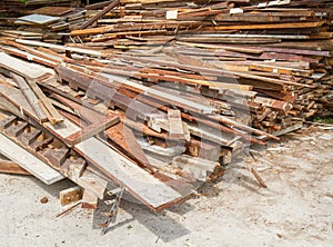 Waste old wood recycle stack for background