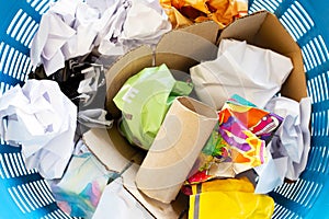Waste papers in basket