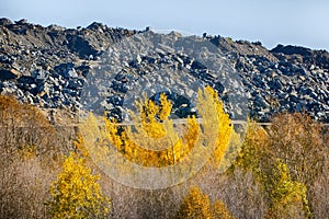 waste piles next to mine polymetallic ores