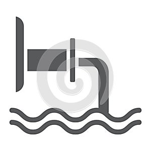 Waste pipe glyph icon, industrial and water, wastewater sign, vector graphics, a solid pattern on a white background.