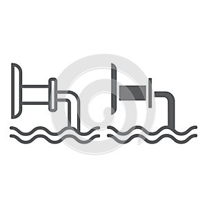 Waste pipe line and glyph icon, industrial and water, wastewater sign, vector graphics, a linear pattern on a white