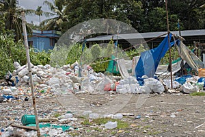 waste plastic bottles and other types of plastic waste at kochi, kerala, india