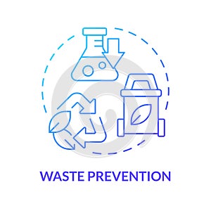 Waste prevention blue gradient concept icon