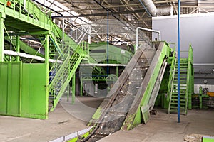 Waste processing plant. Technological process for acceptance, storage, sorting and further processing of waste for their recycling