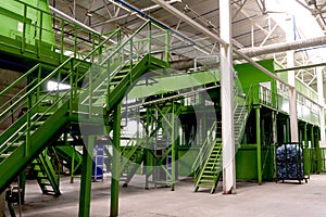 Waste processing plant. Technological process for acceptance, storage, sorting and further processing of waste for their recycling