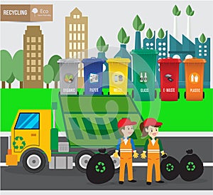 Waste recycing infographic and green ecology recycle.environmental friendly. Can be used for business layout, banner, diagram, st