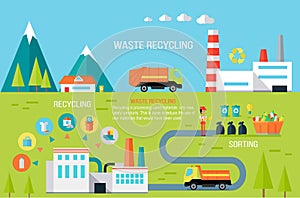 Waste Recycling Infographic Vector Concept.