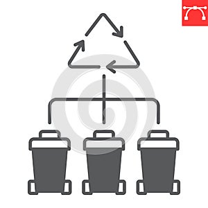 Waste sorting glyph icon