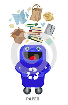 Waste sorting and recycling concept. Color ilustration.