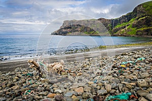 Waste at Talisker Beach on the Isle of Skye in Scotland