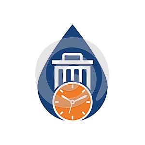 Waste time drop shape concept vector logo template.