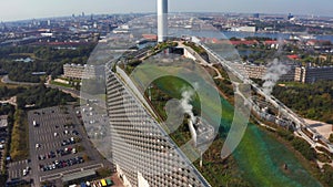 Waste-to-Energy Power Plant in Copenhagen with the ski area on the roof