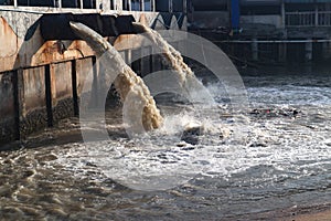 Waste water discharge pipe into canal and sea