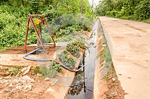 Waste water from dump site in Thai landfill