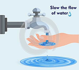 Vector illustration of slow the flow of water