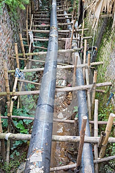 Waste water pipe line on pollution ditch in Asian