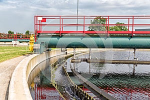 Waste water in secondary sedimentation tank of sewage treatment plant