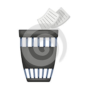 Wastebasket vector icon.Cartoon vector icon isolated on white background wastebasket.