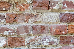Wasted Red Brick Wall Background