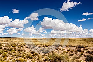 Wasteland, lonelyness in the desert with clouds