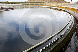 Wastewater Flows Over Weirs at a Wastewater treatment Plant photo