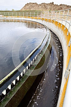 Wastewater Flows Over Weirs at a Wastewater treatment Plant photo