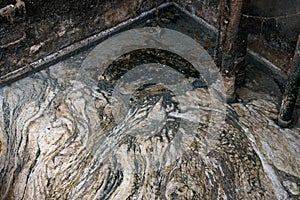 Wastewater in grease trap pit