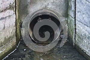 Wastewater pipe. Water pollution discharge of liquid chemical waste