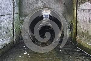 Wastewater pipe. Water pollution discharge of liquid chemical waste