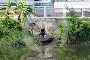 Wastewater pipes from the factory into the canal, Environment concepts