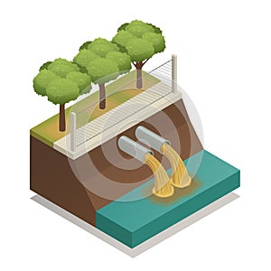 Wastewater Treatment Ecological Isometric Composition