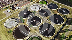 Wastewater treatment plant with round clarifiers for recycle dirty sewage water