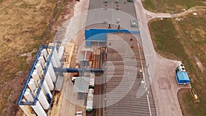 Wastewater treatment plant, water recycling at the sewage treatment plant, aerial view. Ecology