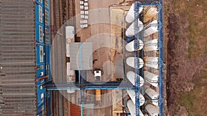 Wastewater treatment plant, water recycling at the sewage treatment plant, aerial view. Ecology