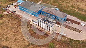 Wastewater treatment plant, water recycling at the sewage treatment plant, aerial view. Ecology