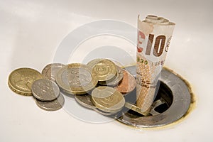 Wasting money concept