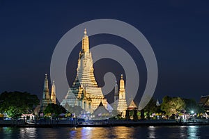 Wat Arun Buddhist religious places on night time Bangkok