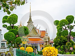 Wat Arun Ratchawararam Ratchawaramahawihan temple at Bangkok, Thailand. Buddhist temple, famous tourist destination