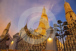 Wat Arun at Sunset in Bangkok Thailand