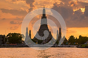 Wat arun in sunset at Bangkok,Thailand