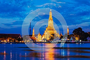 Wat Arun temple in Bangkok, Thailand in the night