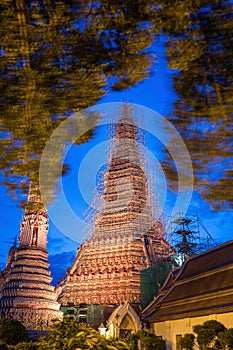 Wat arun or temple of dawn in bangkok while renovate a